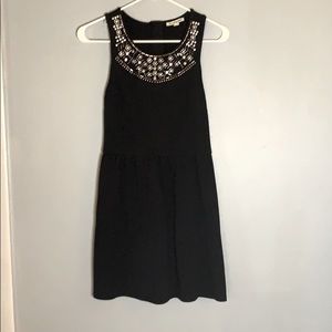 AE embellished neck black fit and flare dress